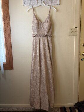 Speechless Juniors Gold Sparkle Glitter Belted Pocketed Formal Prom Dress Size 3